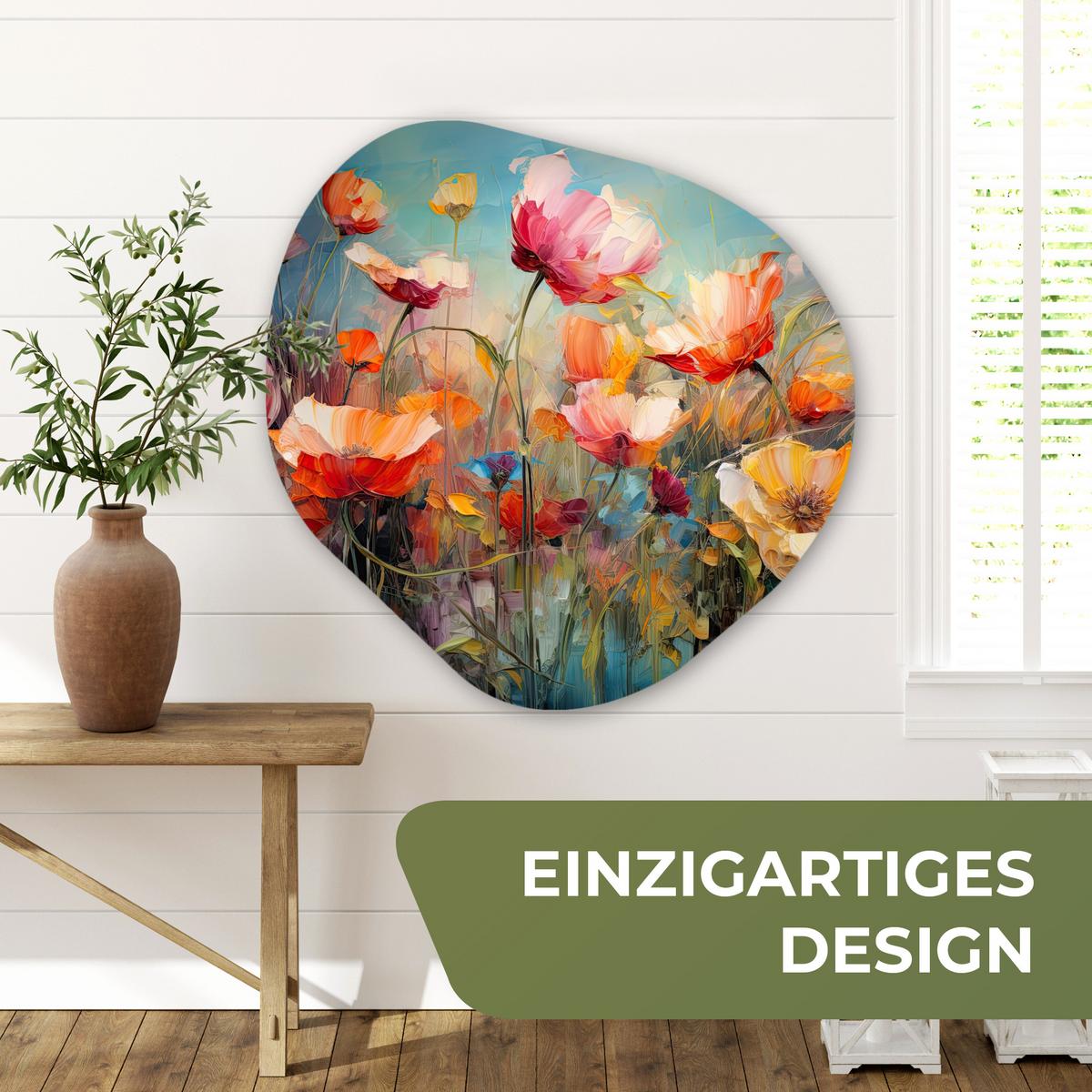WANDBILD Blumen - Aquarell - Kunst - Botanisch - Natur Room Decor 90x90 cm - Orange, Kunststoff (90/90cm) - MuchoWow