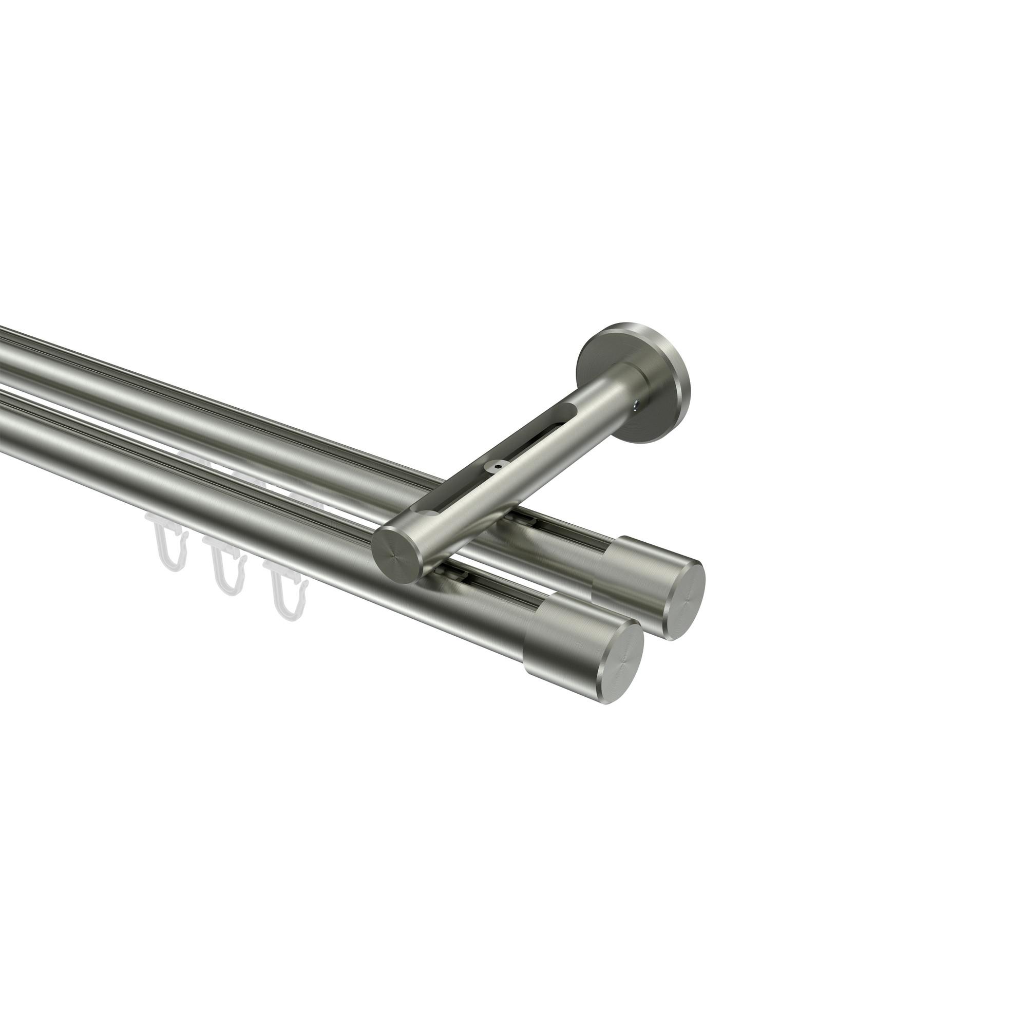 GARDINENSTANGE INNENLAUF Siteno Santo 120 cm, 2-läufig, 20 mm Ø Edelstahl-Optik - Edelstahlfarben, Metall (120cm) - INTERDECO
