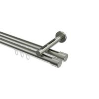 GARDINENSTANGE INNENLAUF Siteno Santo 120 cm, 2-läufig, 20 mm Ø Edelstahl-Optik - Edelstahlfarben, Metall (120cm) - INTERDECO