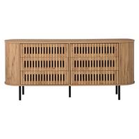 SIDEBOARD 160cm Lamellen-Design 6 Schubladen Metallfüße Kommode - Naturfarben, Holzwerkstoff (160/70/40cm) - Urban Meuble