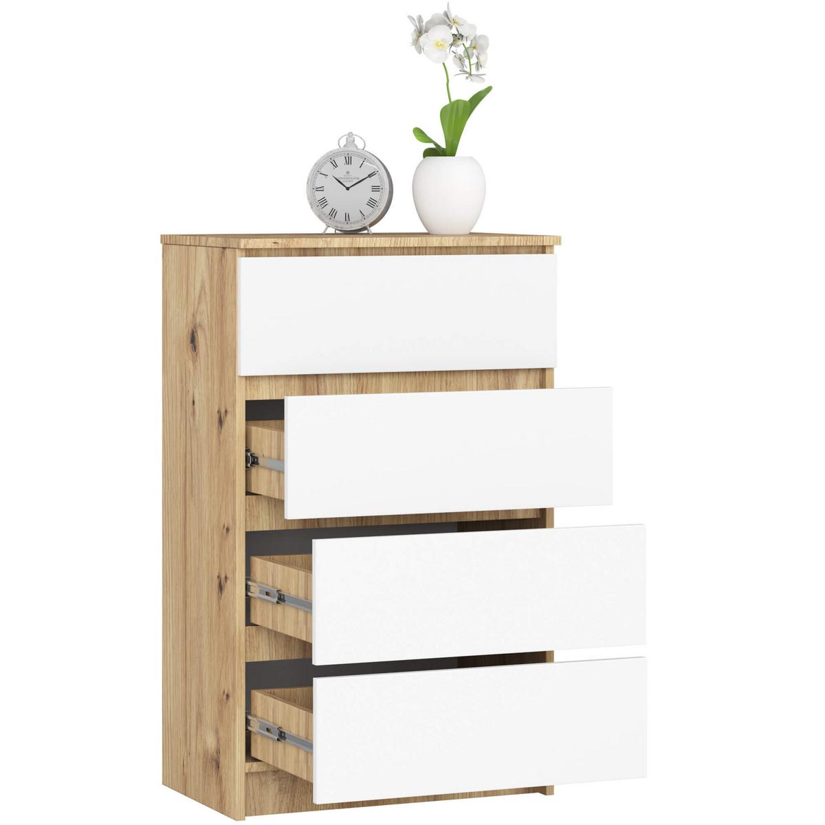 KOMMODE Eiche Artisan, Weiß 99/60/40 - Eiche Artisan/Weiß, Holzwerkstoff (60/99/40cm) - RAUMHIRSCH FURNITURE