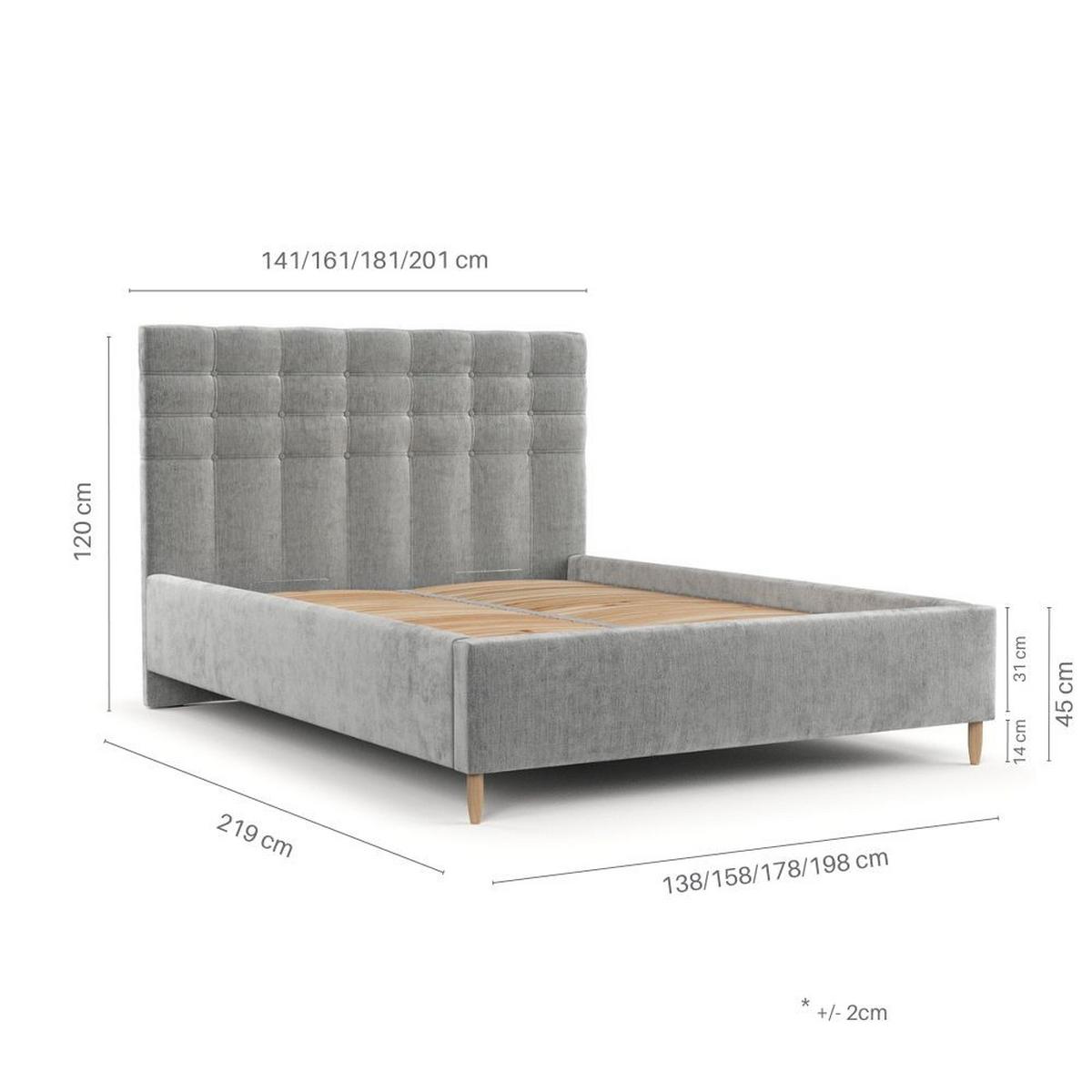 POLSTERBETT Soma 120/200 cm Anthrazit im Riva Stoff - Anthrazit/Naturfarben, Holz/Holzwerkstoff (120/200cm) - AltaBeds