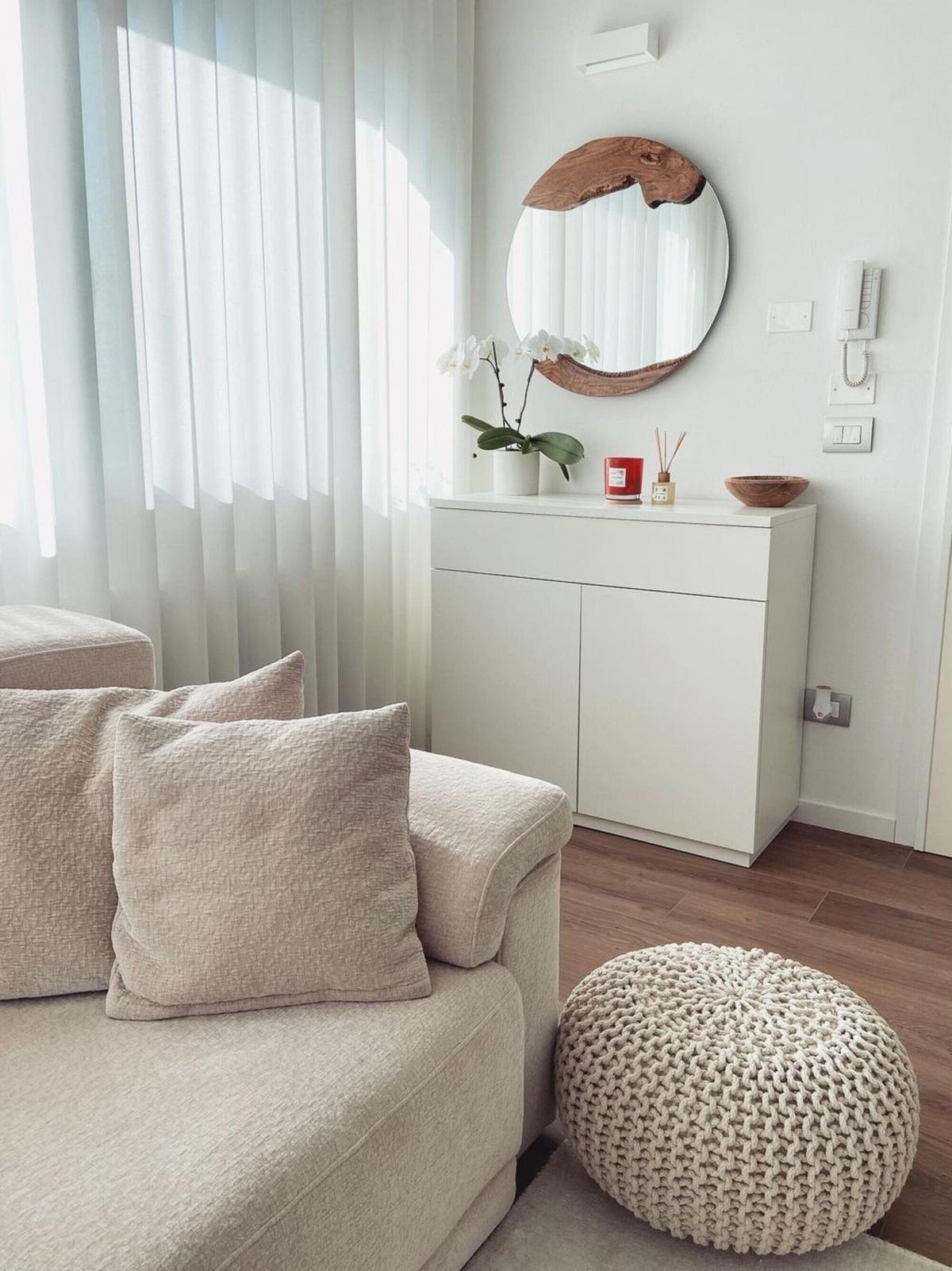 POUF Conrad 50/50/35 cm - Beige, Naturmaterialen/Textil (50/35/50cm) - Beliani
