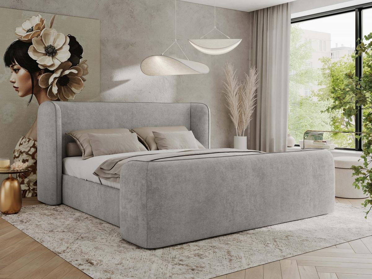 POLSTERBETT EMORA CLASSIC DUO 140/200 - Hellgrau Strukture - Pocket-Matratze - Hellgrau, Textil (140/200cm) - MKS