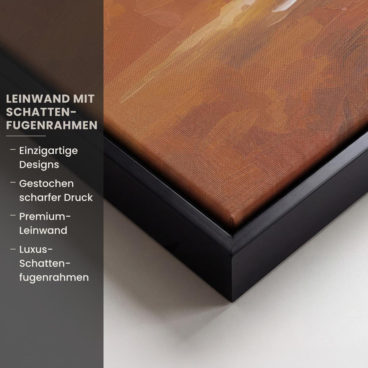 LEINWAND Bilder mit Rahmen - Abstrakt - Baum - Weiß - Blätter - 60x40 - Braun, Textil (60/40cm) - MuchoWow