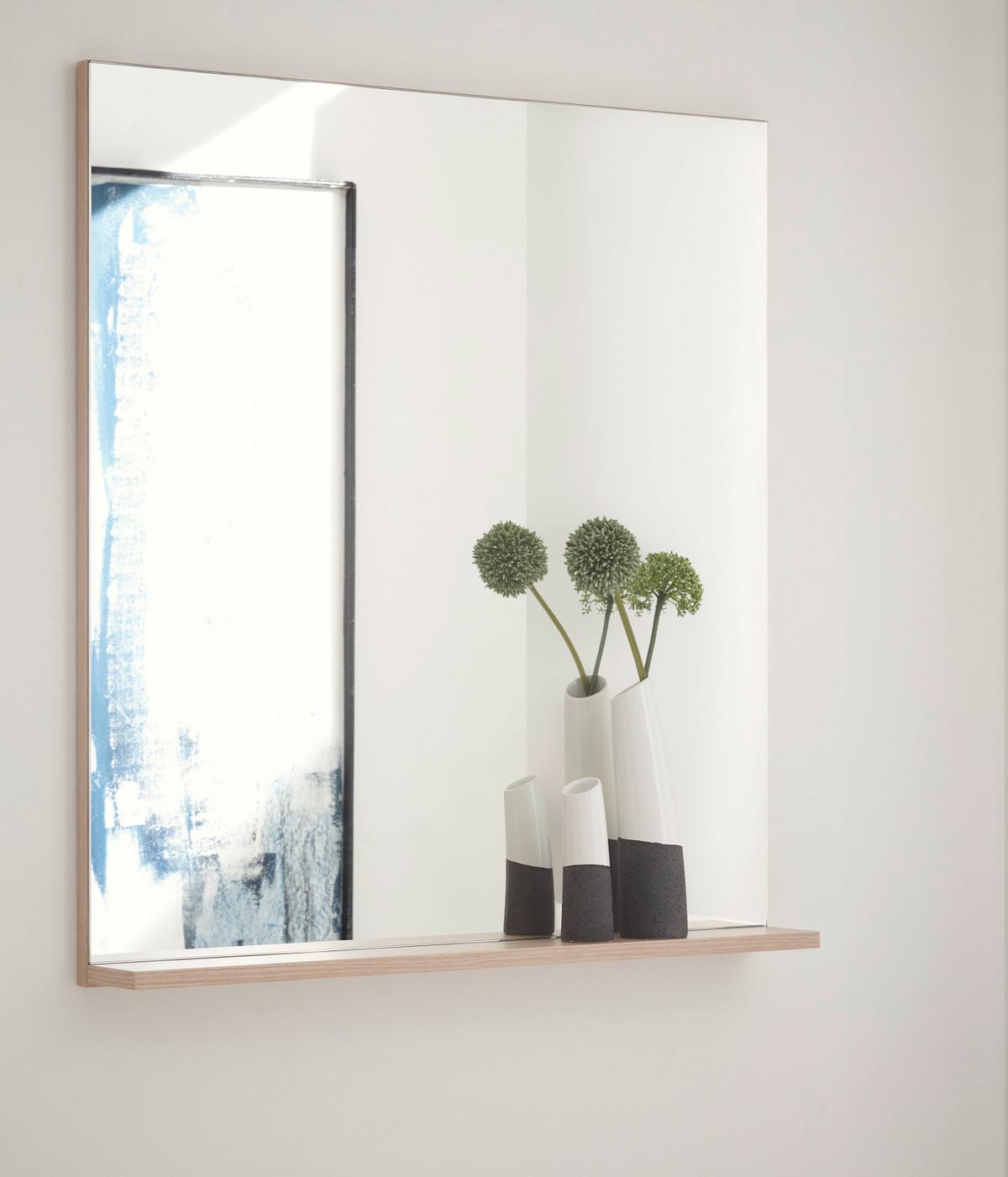 WANDSPIEGEL Eiche mit Ablage Garderobenspiegel 75 x 80 cm - Eichefarben, Glas/Holzwerkstoff (75/80/10cm) - Furn.Design