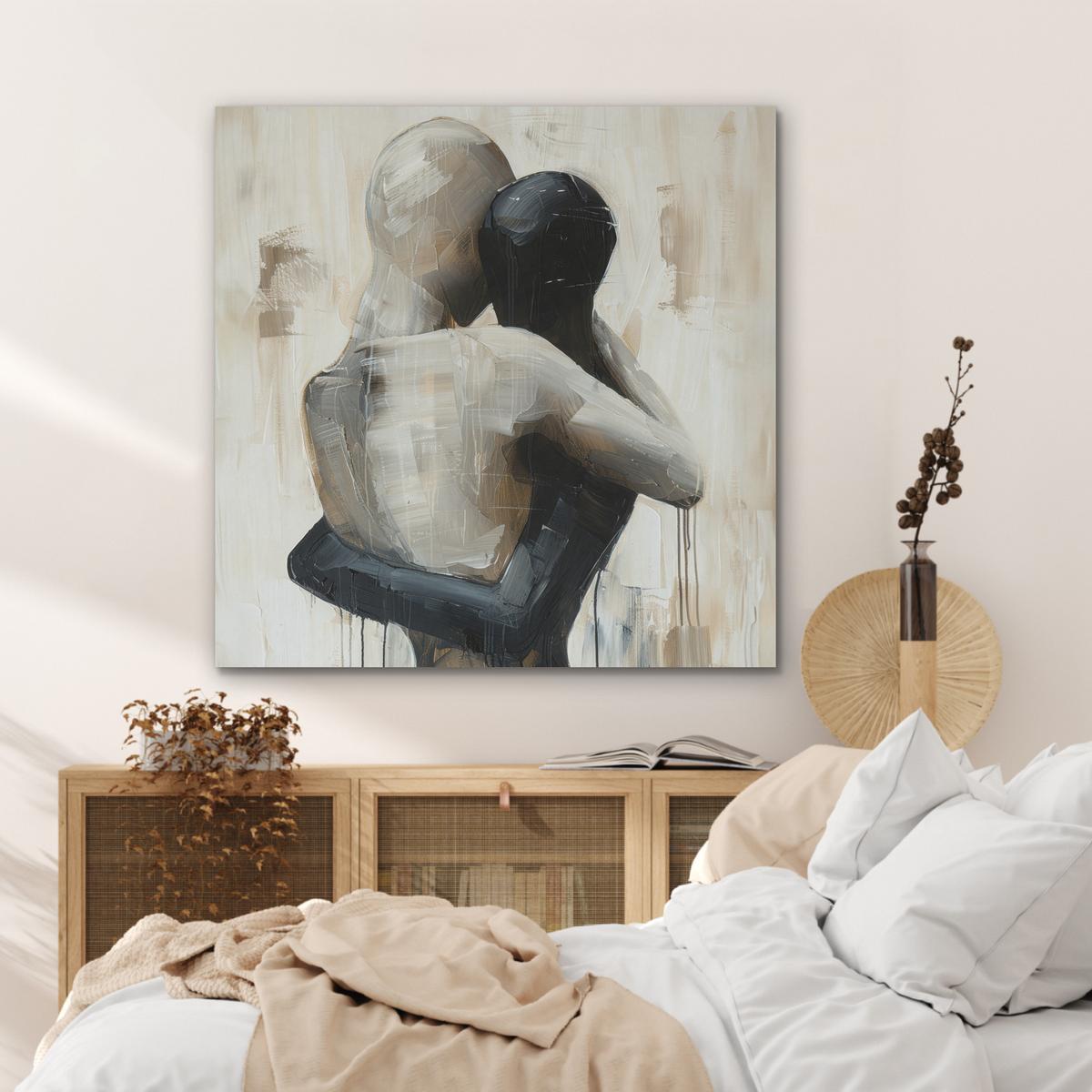 AKUSTIKBILD Abstrakt - Liebe - Schwarz und weiß - Modern Akustikpaneele 90x90 cm - Schwarz, Kunststoff (90/90/0.9cm) - MuchoWow