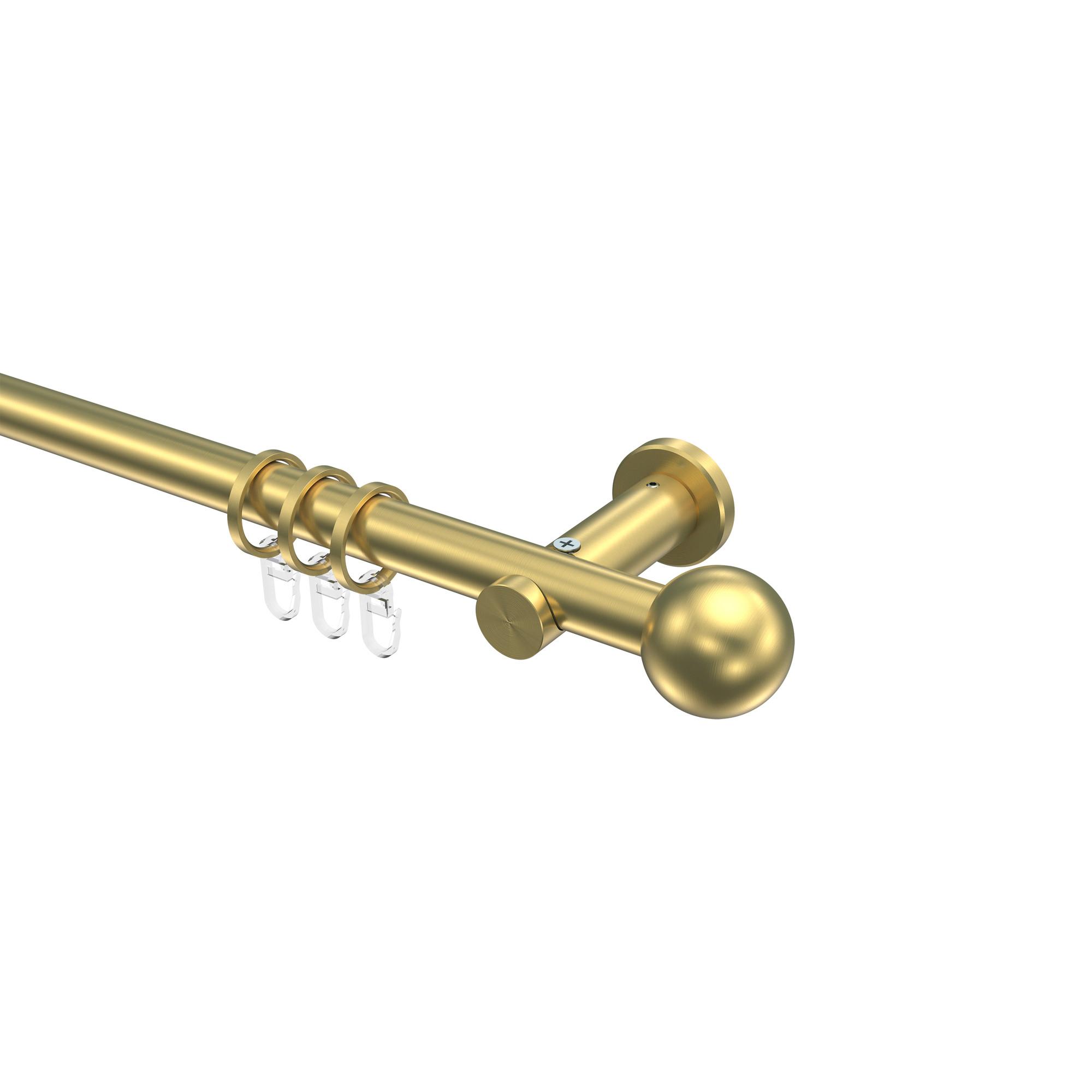 GARDINENSTANGE Platon Luino 260 cm (geteilt in 2 x 130 cm), 1-läufig, 20 mm Ø Messing-Optik - Messingfarben, Metall (260cm) - INTERDECO