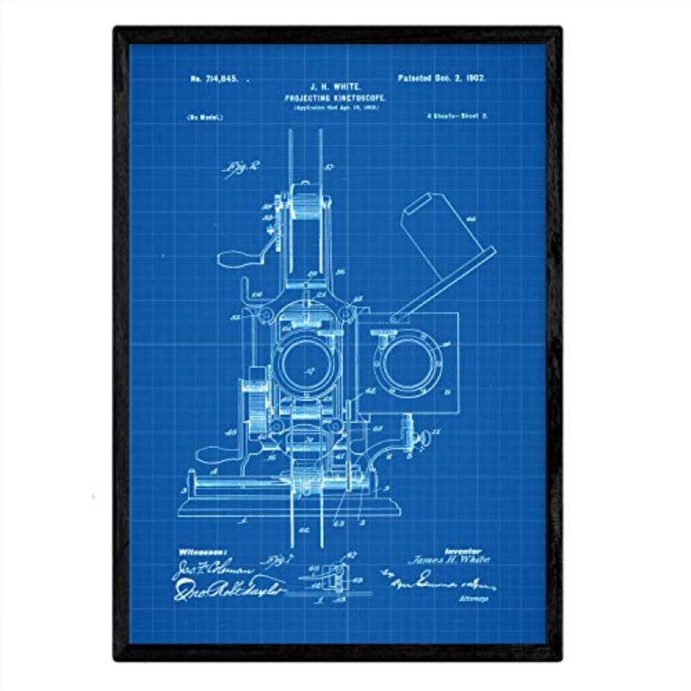 POSTER Kinetoscopio Patent 2 A3 Rahmenlos - Blau, Papier (29.7/5/42cm) - Nacnic