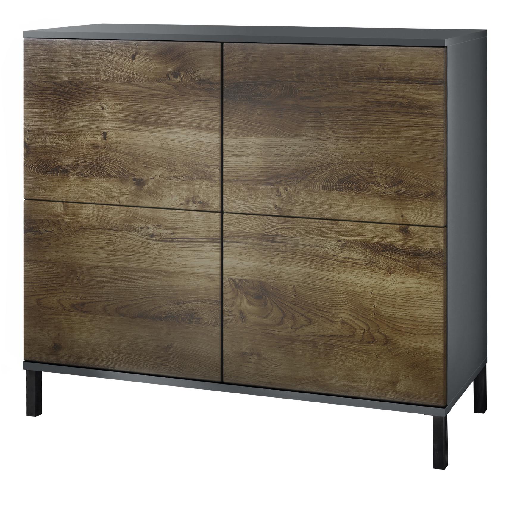 KOMMODE Rova Eiche Ribbeck - Alteiche, Holzwerkstoff (92.5/83.5/35cm) - Vladon