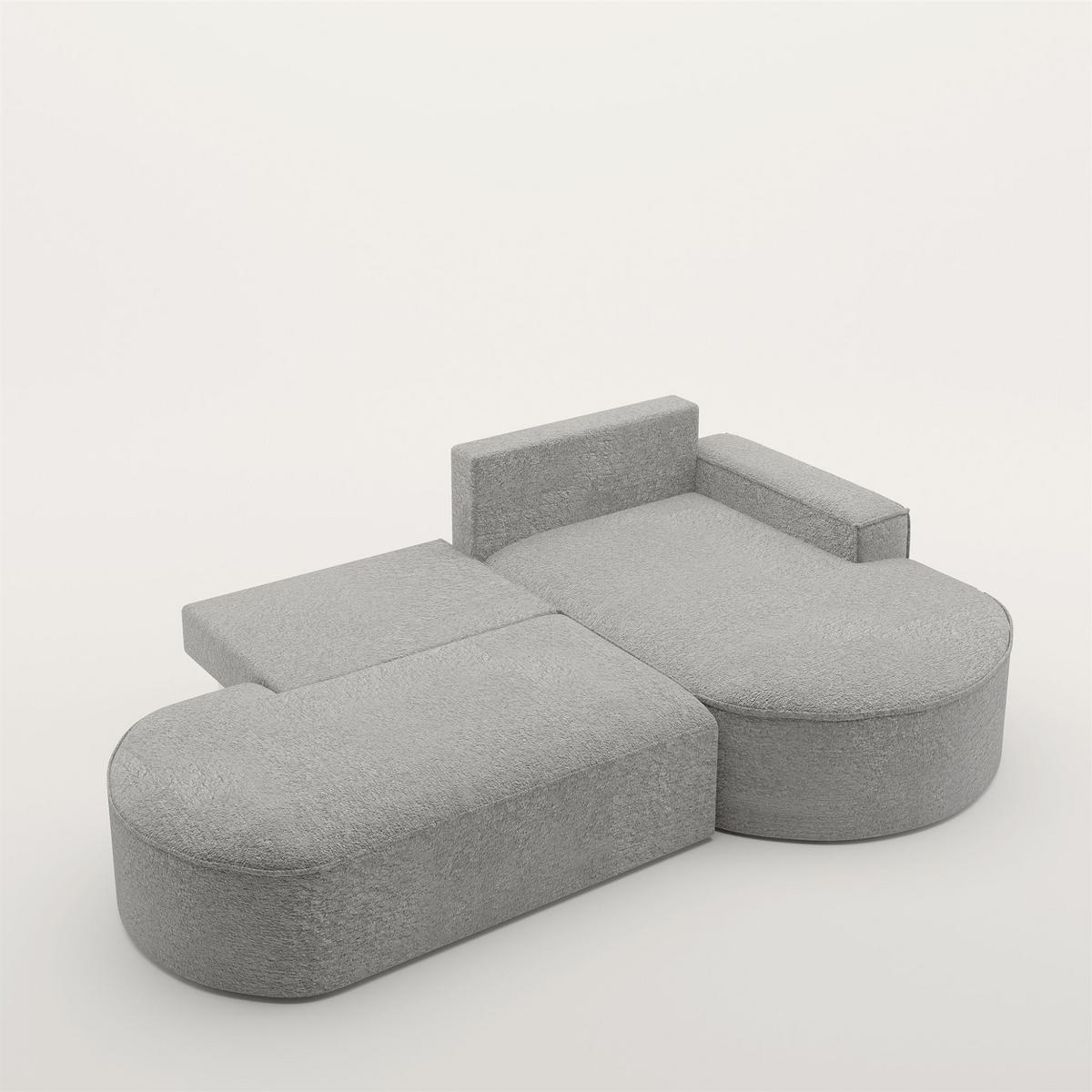 ECKSOFA Venedig Mit Schlaffunktion - Grau, Holzwerkstoff/Textil (278/179cm) - Fun Möbel