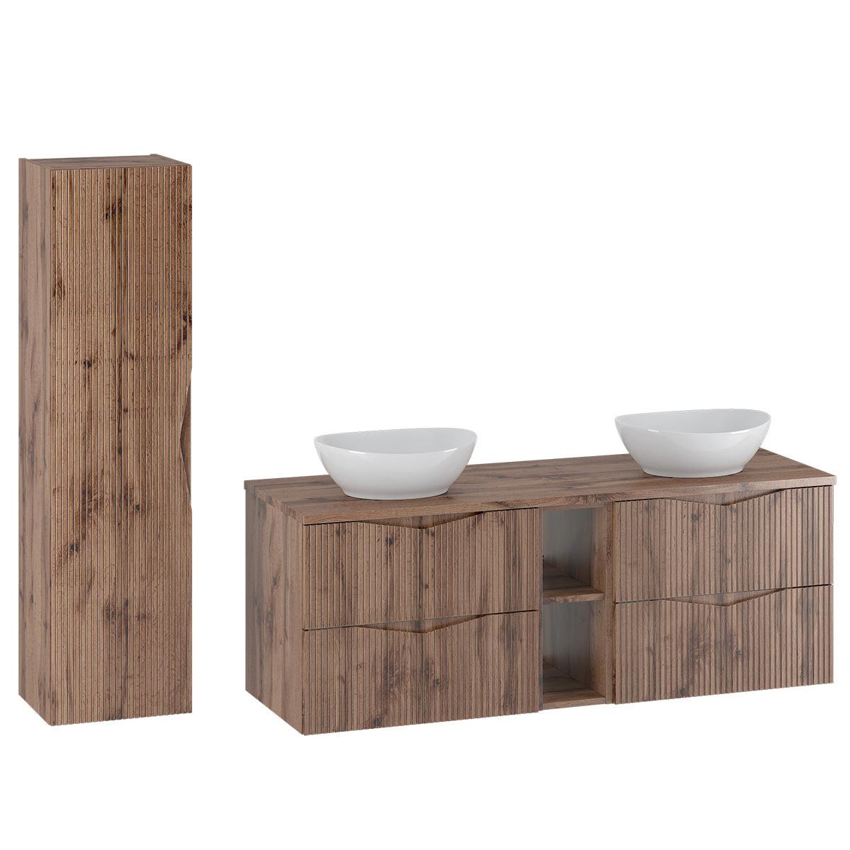BADMÖBEL 140.6cm Tao 2er-Set Holz - Braun, Holzwerkstoff (140.6/52.2/46.5cm) - Petits-meubles