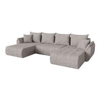 WOHNLANDSCHAFT mit Schlaffunktion und Bettkasten TOKO-U 378x194x86 Hellgrau Velours - Hellgrau/Schwarz, Holzwerkstoff/Kunststoff (378/86/194cm) - ALTDECOR