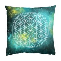 KISSENBEZUG Blume des Lebens im Licht der Sterne 40/40 cm - Weiß, Textil (40/40cm) - Bilderwelten