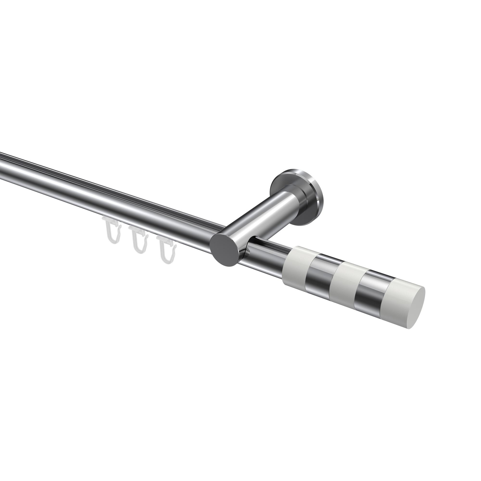 GARDINENSTANGE INNENLAUF Platon Mavell 520 cm (geteilt in 4 x 130 cm), 1-läufig, 20 mm Ø Chrom - Chromfarben/Weiß, Metall (520cm) - INTERDECO