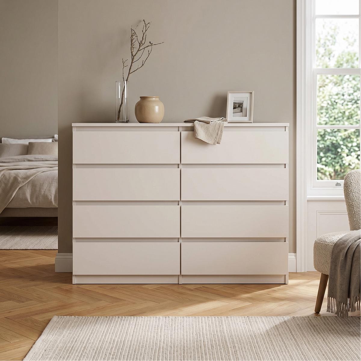 KOMMODE NUDO 120/101,5/39cm mit 8 Schubladen Türen Kaschmir - Kaschmir, Holzwerkstoff (120/101.5/39cm) - MASSENO