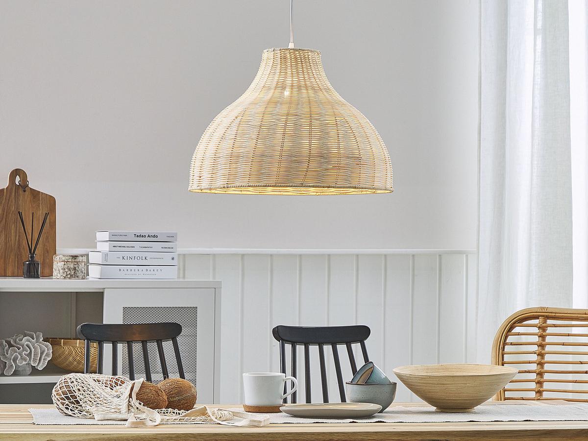 HÄNGELEUCHTE Millian 50/50/117 cm - Beige, Naturmaterialien (50/50/117cm) - Beliani