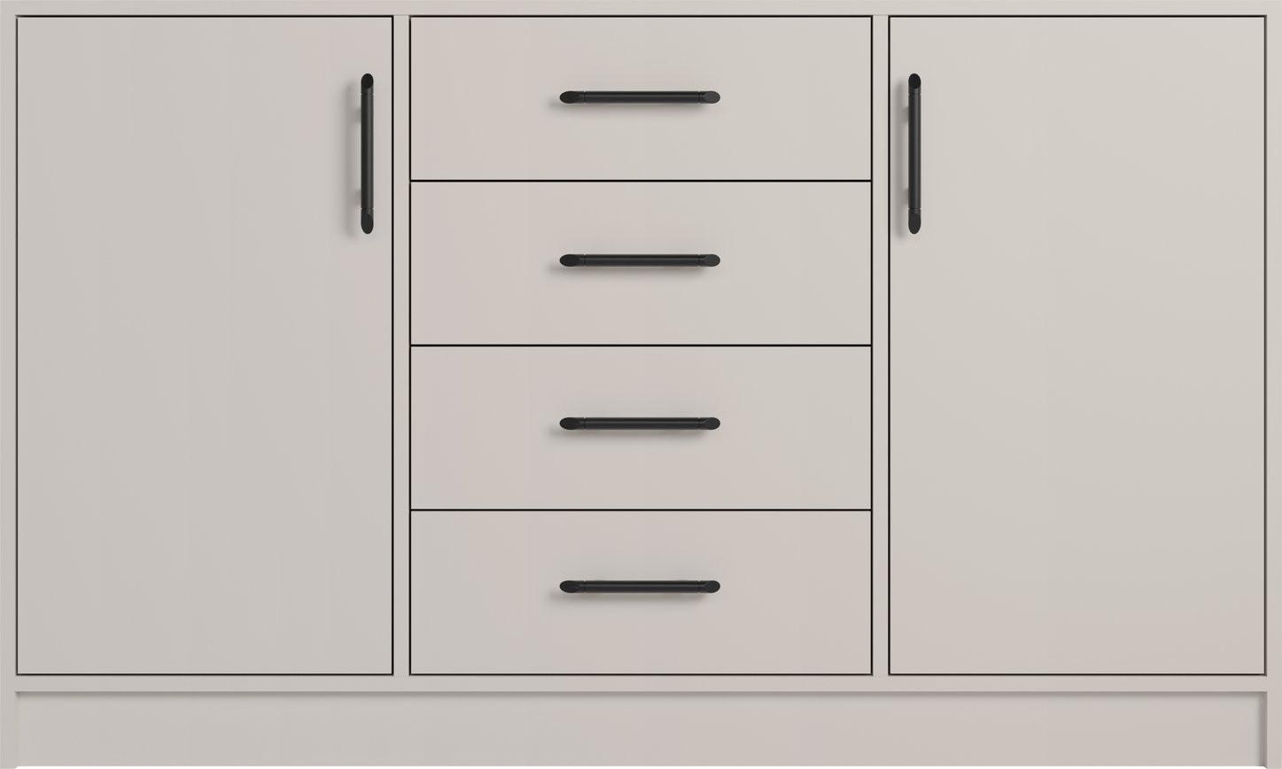 KOMMODE VANO 140/84/40cm mit 4 Schubladen 2 Türen Kaschmir - Kaschmir, Holzwerkstoff (140/84/40cm) - MASSENO
