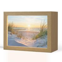 TISCHLEUCHTE Strand - Sonne - Düne - Gras - Sand - Horizont 20x15 cm - Cognac, Holzwerkstoff (8/20/15cm) - OnlyWow