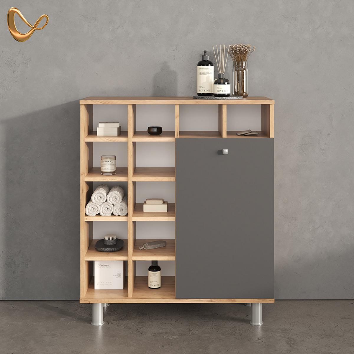 BADSCHRANK Fucino Anthrazit 78.4 x 91.6 cm - Anthrazit, Holzwerkstoff (78.4/91.6/34cm) - Livinity®