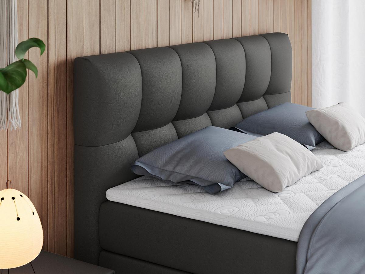 BOXSPRINGBETT ALVIN KING 200/200 Dunkelgrau Kunstleder - H3 - Dunkelgrau, Holz/Textil (200/200cm) - MKS