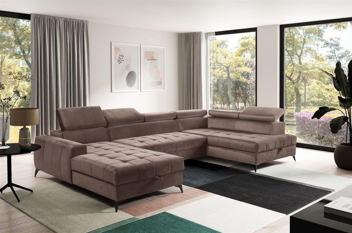 WOHNLANDSCHAFT Agnesa In Salvador - Braun, Holzwerkstoff/Textil (345/95/200cm) - Fun Möbel