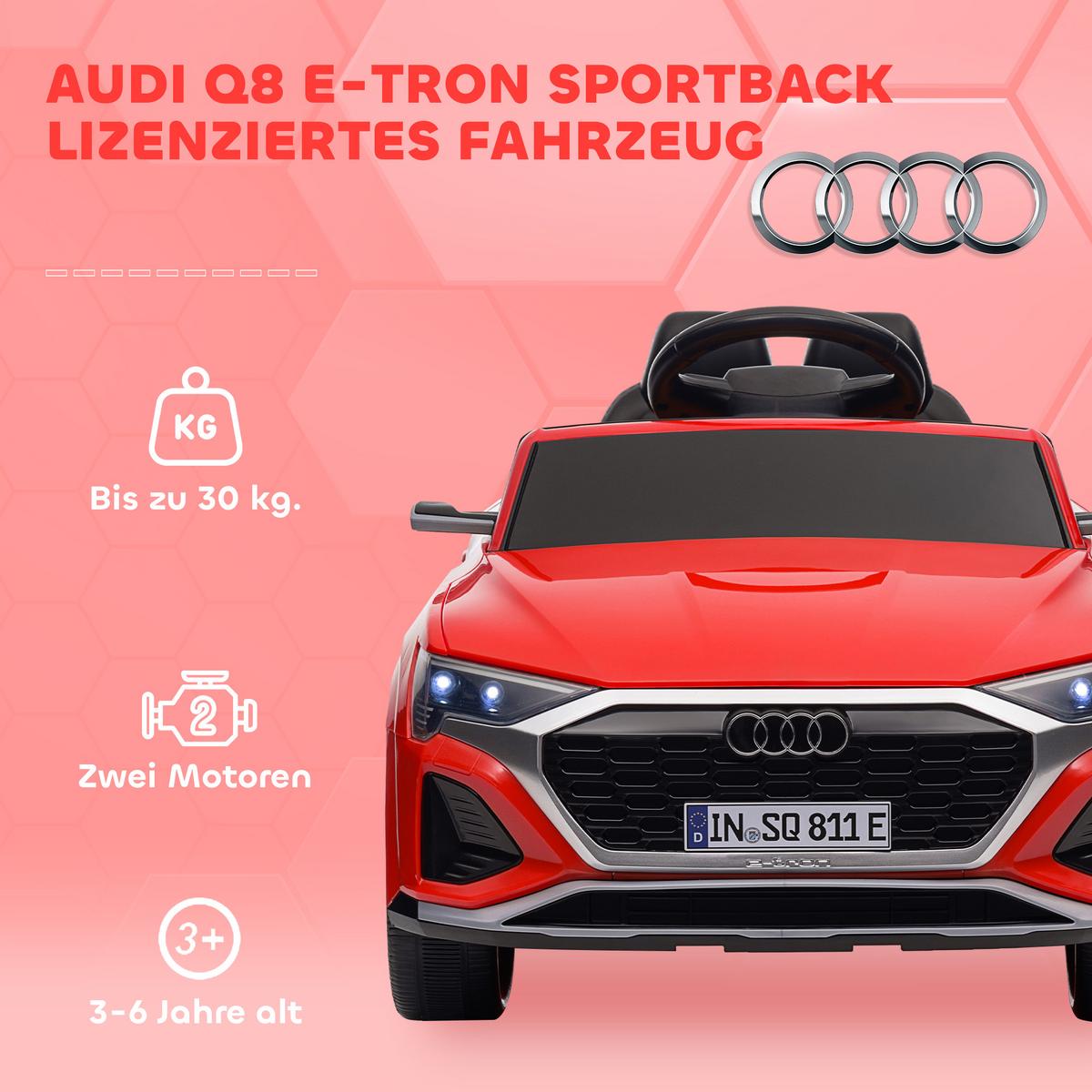 KINDER-ELEKTROAUTO, mit Fernbedienung, MP3 Musik & Hupe - Rot, Kunststoff (98/49.5/43cm) - AIYAPLAY