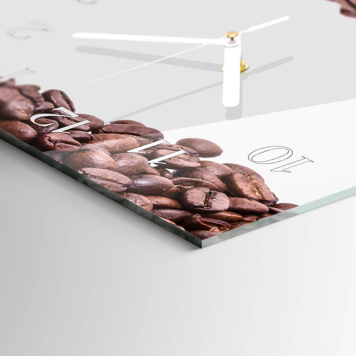 WANDUHR aus Glas 60x30 cm - Kaffeebohnen - Braun, Glas (60/30/0.4cm) - TULUP
