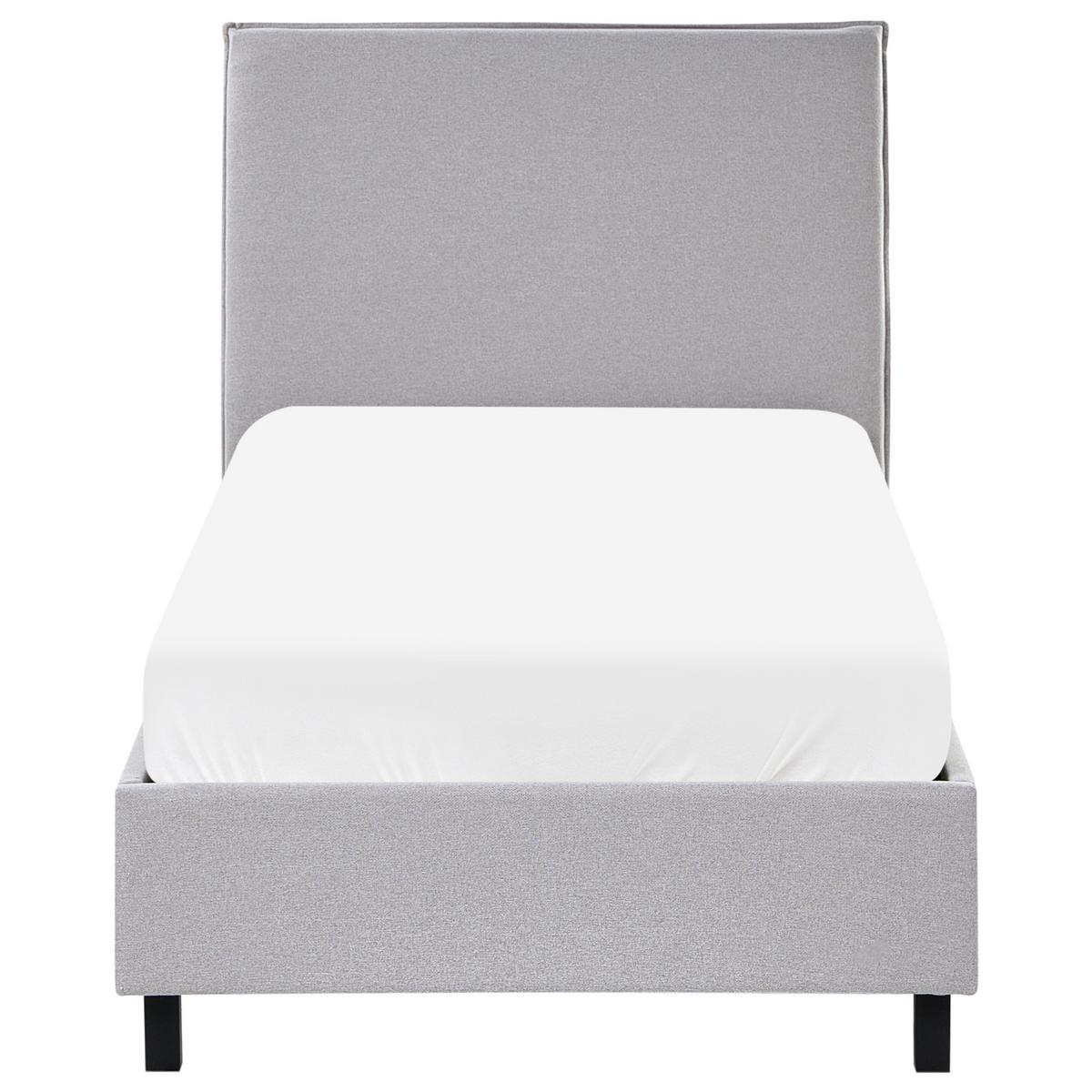 BETT mit Lattenrost 90/200 cm Stoff Hellgrau Sennez - Hellgrau, Textil (90/200cm) - Beliani