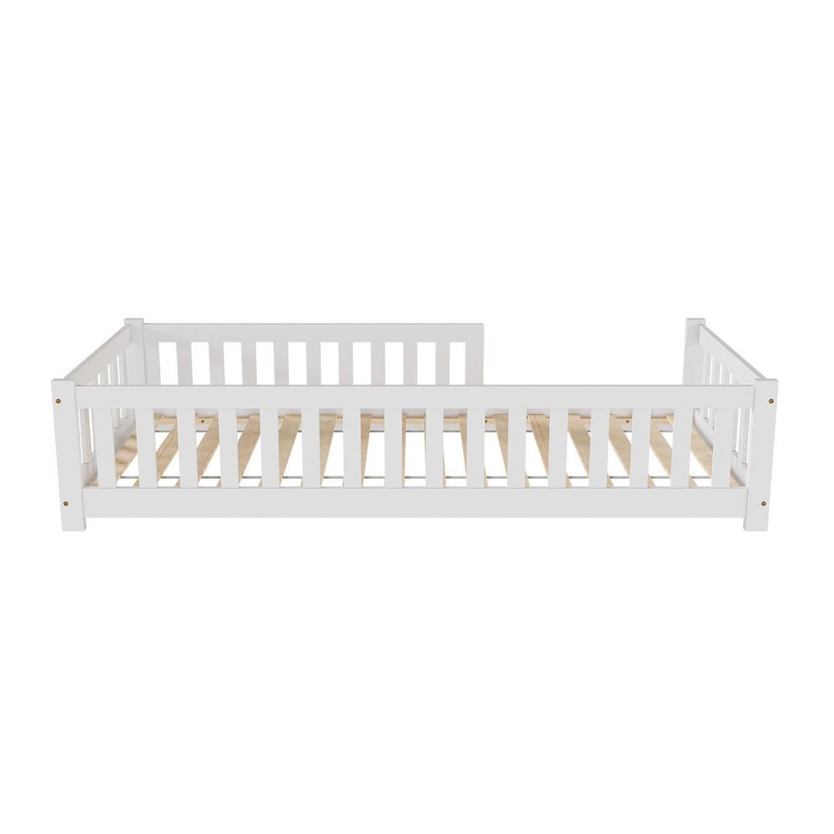 KINDERBETT Naya weiß mit Matratze 90x200 cm - Weiß, Holz (90/200cm) - Juskys