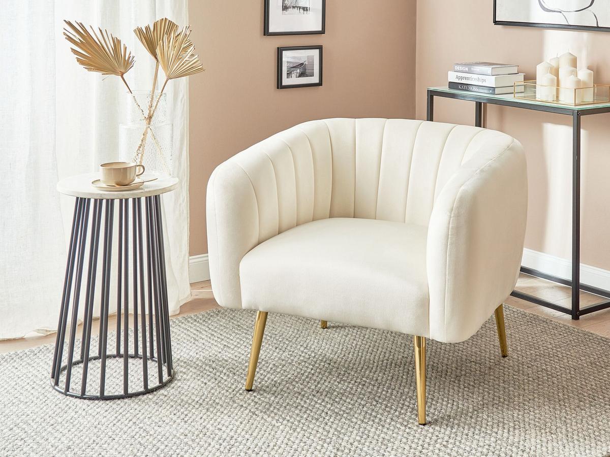 SESSEL Samtstoff Beige Laconia - Beige, Textil/Metall (85/72/62cm) - Beliani