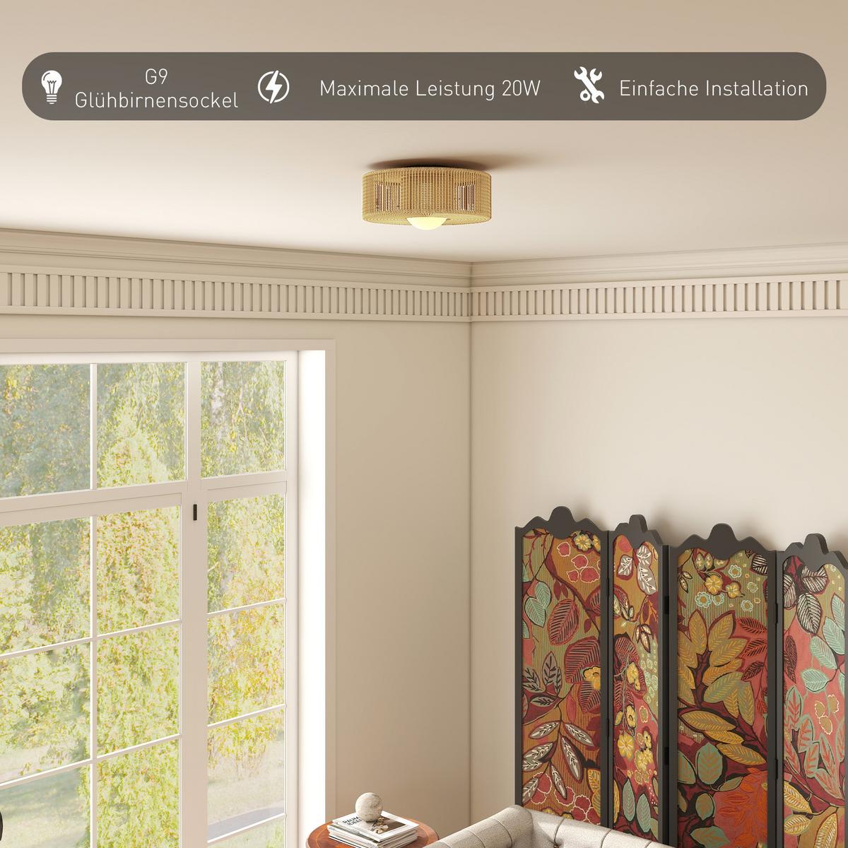 DECKENLAMPE Metall Kunststoff Mehrfarbig - Beige, Metall (30/30/16cm) - HOMCOM