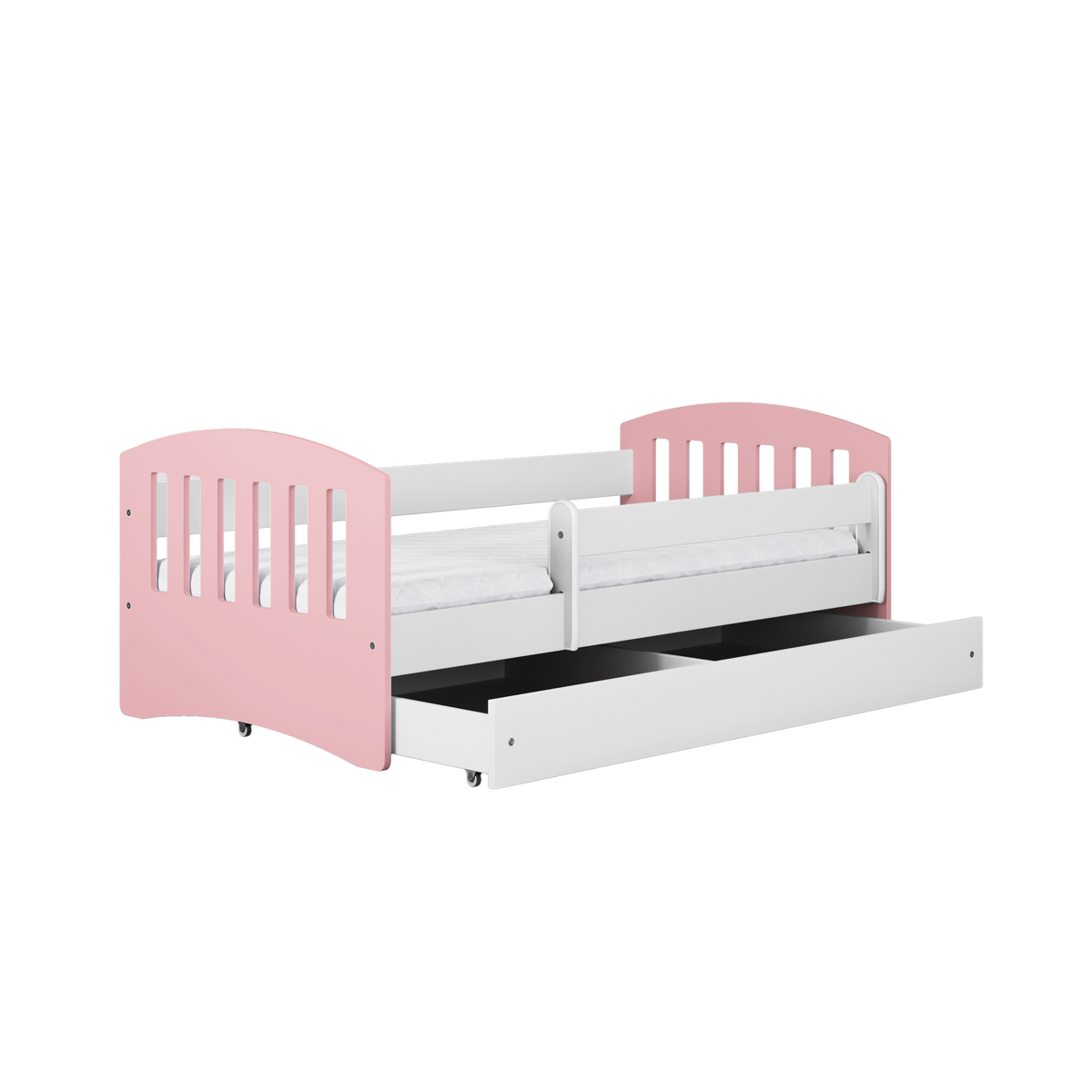 KINDERBETT CLASSIC mit Schublade und Matratze Hellrosa 90/65/144 - Hellrosa, Holzwerkstoff (80/140cm) - RAUMHIRSCH FURNITURE