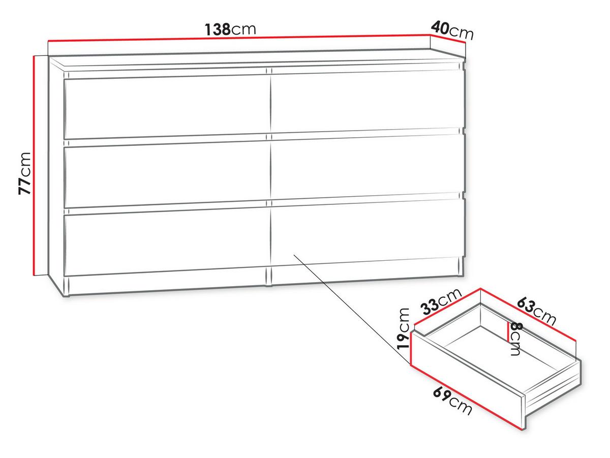 KOMMODE Malwa M6 - Nussbaumfarben, Holzwerkstoff (138/77/40cm) - MIRJAN24