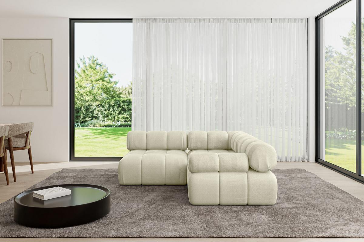 ECKSOFA modulares Sofa Mende-L1 - 190x190x70 cm Beige Velours - Beige, Holzwerkstoff/Textil (190/190cm) - ALTDECOR