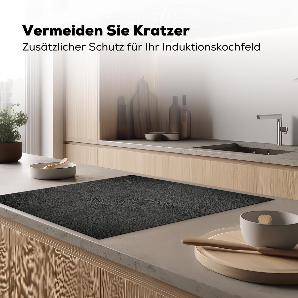 HERDABDECKPLATTE Beton - Schwarz - Industriell Induktionsmatte 78x78 cm - Anthrazit, Kunststoff (78/78/0.2cm) - MuchoWow