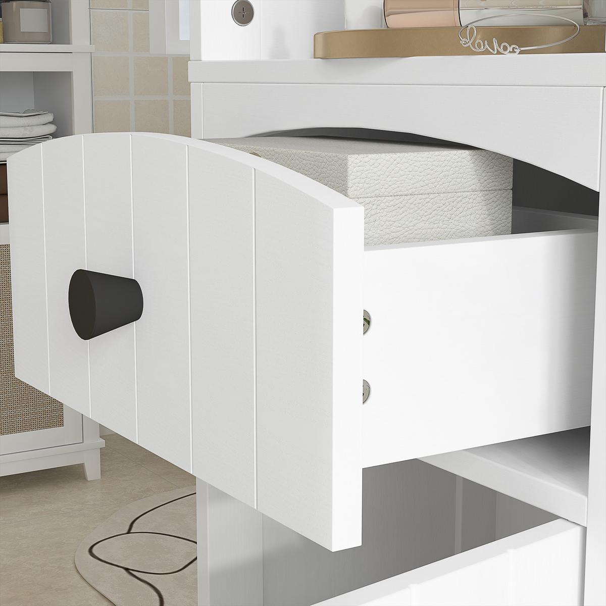HOCHSCHRANK mit 3 Regalen, 1 Schublade, Weiß, 34x24x170,5cm - Weiß, Holz (24/170.5/34cm) - HOMCOM