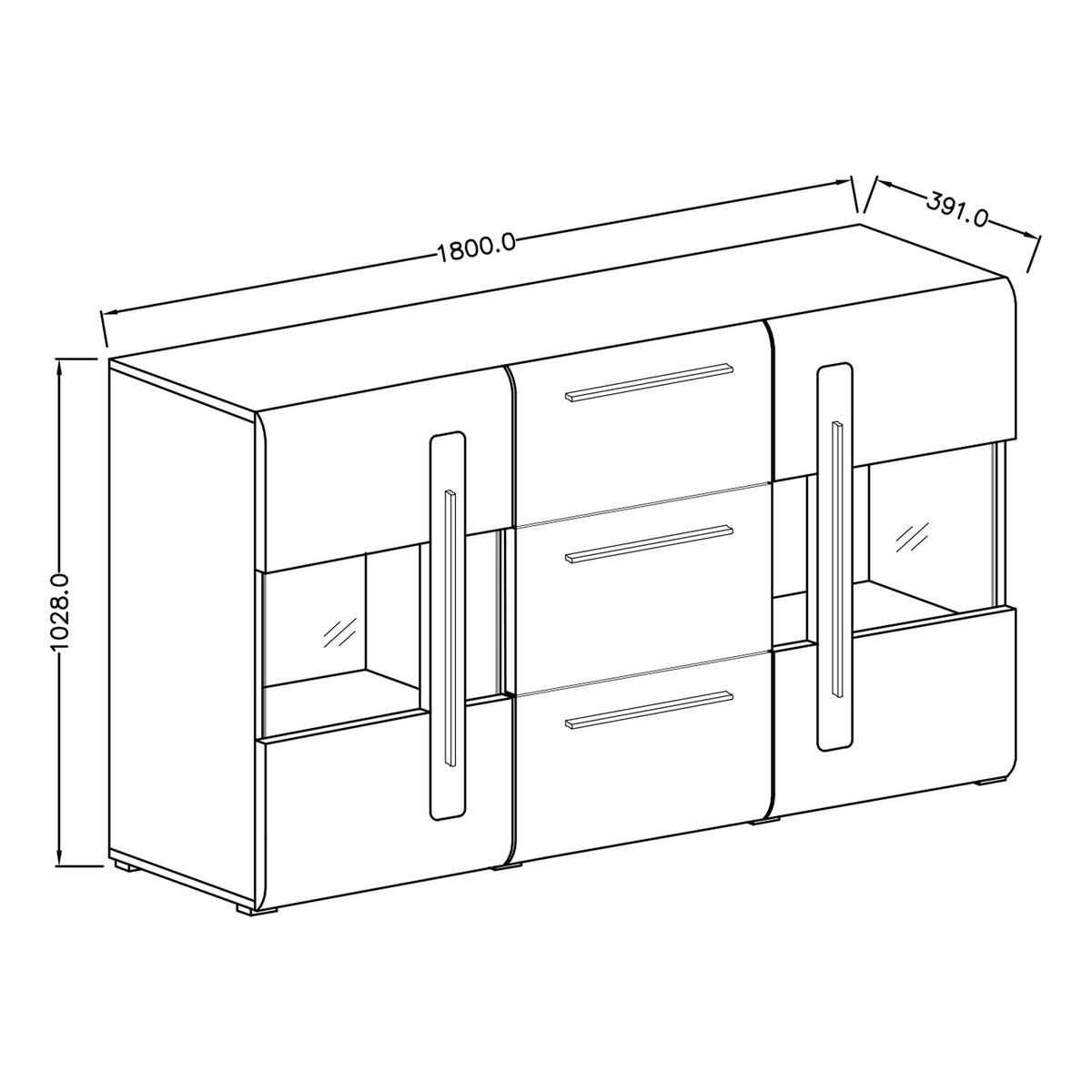 SIDEBOARD TULLIA 180/103/39 cm mit 3 Schubladen und 2 Türen Eichefarben - Eichefarben, Holzwerkstoff (180/103/39cm) - MASSENO