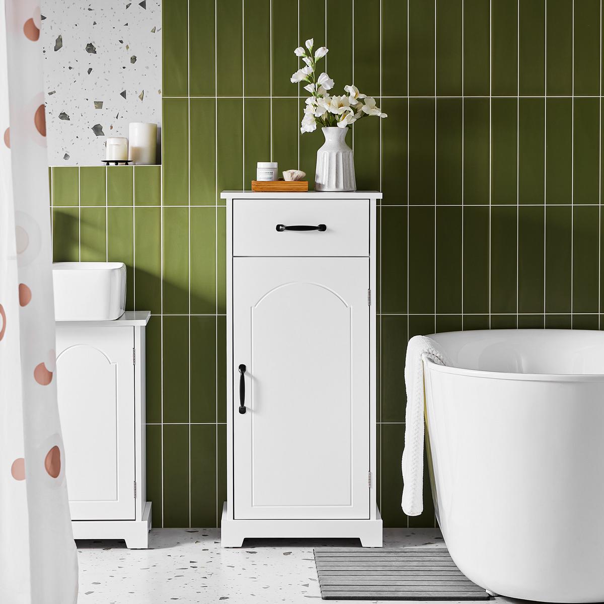 BADEZIMMERSCHRANK Weiß - Weiß, Holzwerkstoff (42/93/30cm) - SoBuy