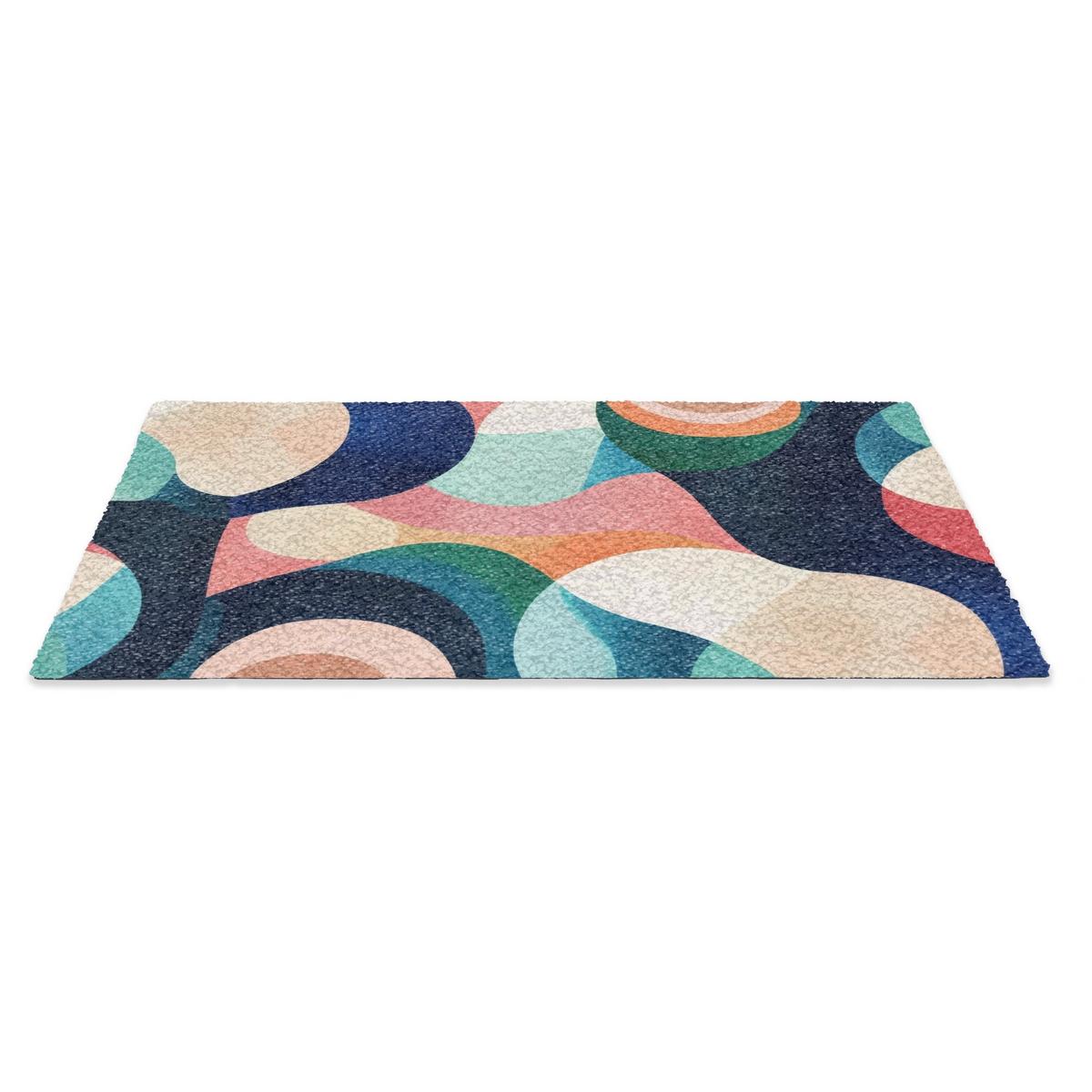 FUSSMATTE Abstrakt - Blau - Rosa Fußabtreter 90x60 cm - Multicolor, Kunststoff (90/0.4cm) - MuchoWow