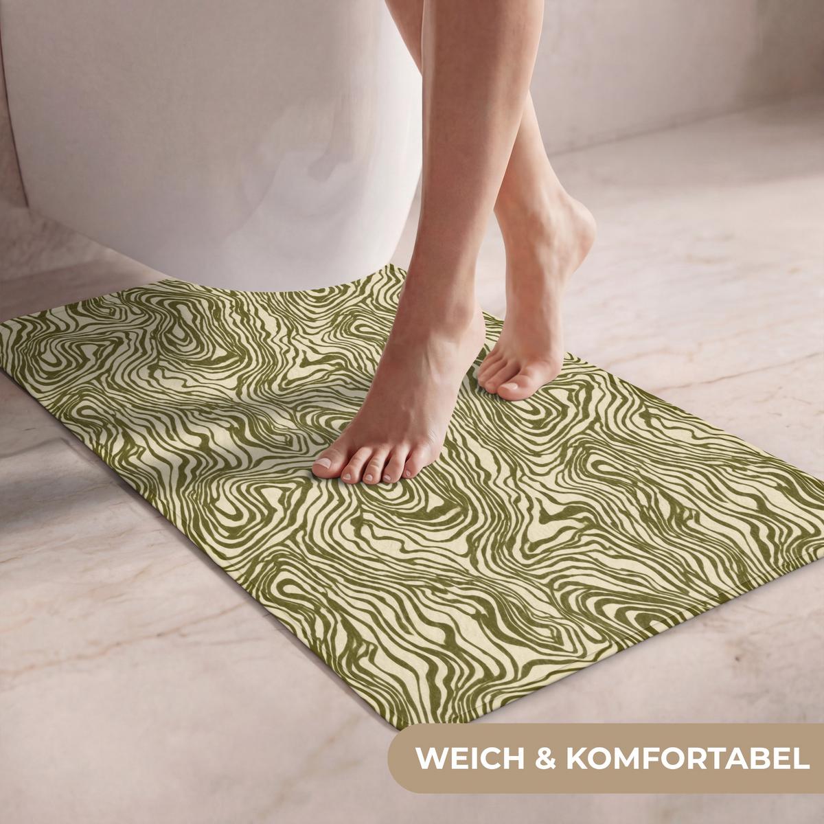WC-VORLEGER Abstrakt - Marmor - Grün WC Teppich 50x80 cm - Dunkelgrün, Textil (50/1cm) - OnlyWow