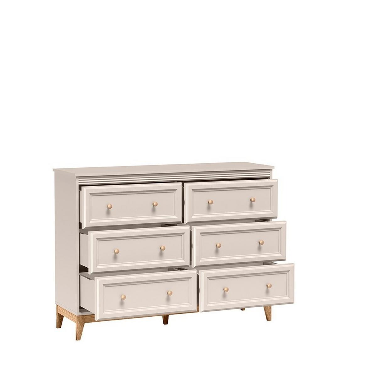 KOMMODE CUNEO 135,5/100/35cm mit 6 Schubladen Türen Kaschmir - Kaschmir, Holzwerkstoff (135.5/100/35cm) - MASSENO