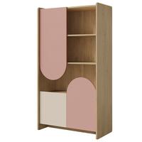 BÜCHERREGAL Lena mit 3 Türen, für Kinder und Jugendliche, 83 cm, Eiche Cremona/Macadamia/Puderrosa - Eichefarben/Beige, Holzwerkstoff (83/151/40cm) - Beautysofa