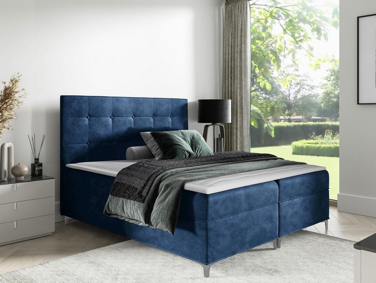 BOXBETT Snake - H3 - Blau, Holz (160/200cm) - MIRJAN24