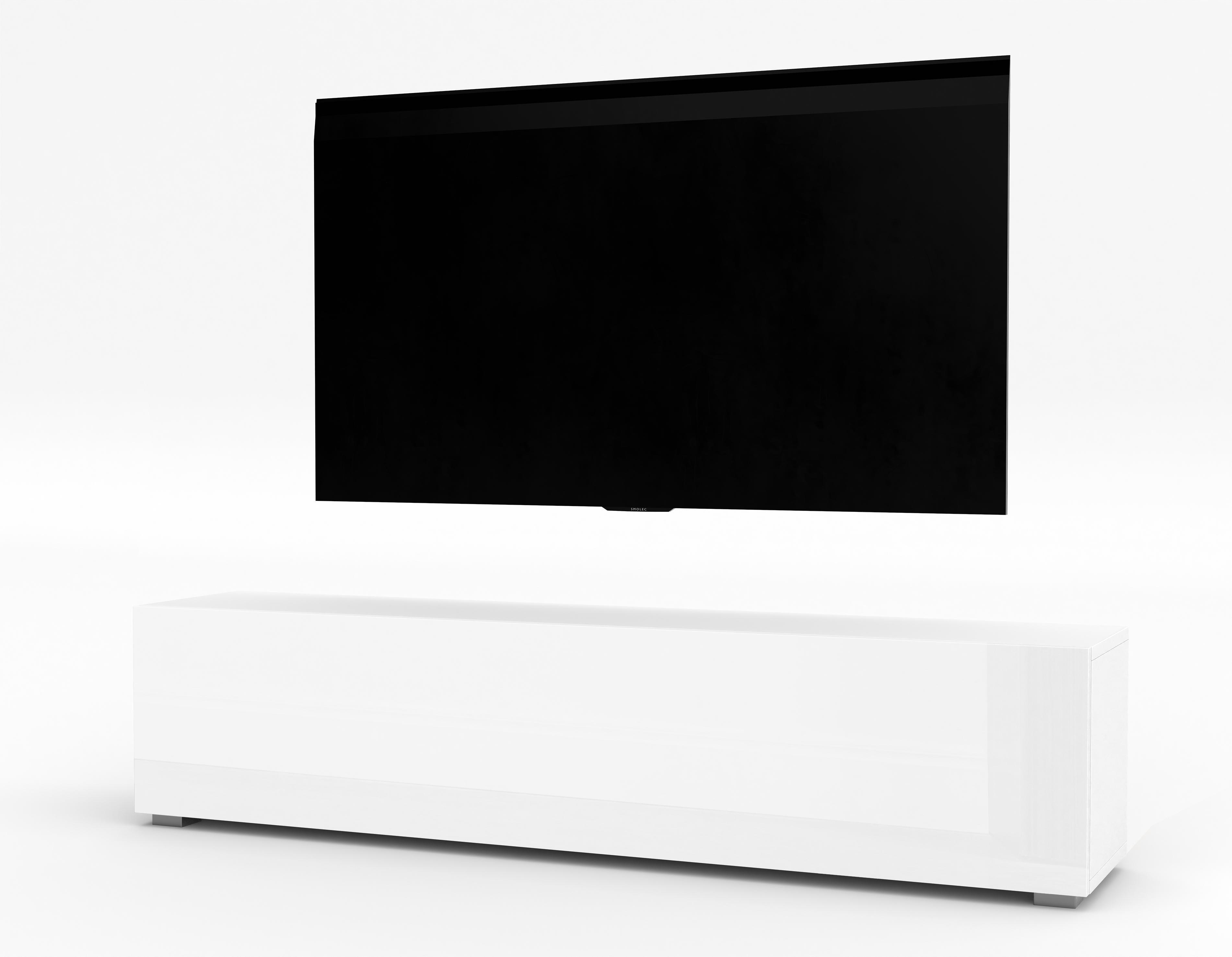 LOWBOARD ZIVOLLI 160 Weiß 160/36,5/32 cm – Hängend und Stehend - Weiß, Holzwerkstoff/Kunststoff (160/36.5/32cm) - AX Living