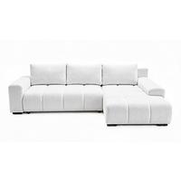 ECKSOFA Ovia mit Bettkasten und Schlaffunktion, Bouclé-Stoff in L-Form - Weiß, Textil (270/185cm)