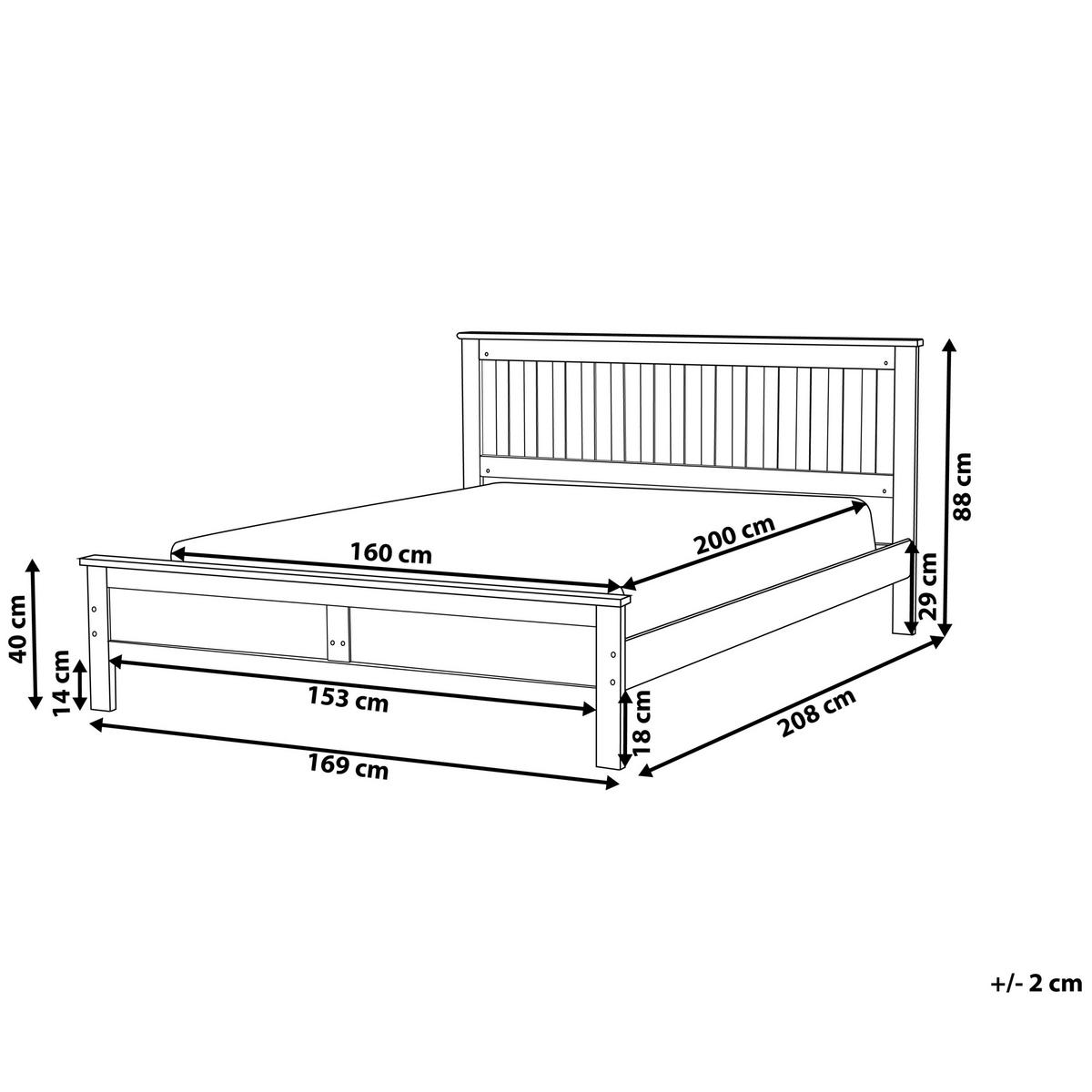 HOLZBETT 160/200cm Dunkler Holzfarbton Mayenne - Dunkelbraun, Holz (160/200cm) - Beliani