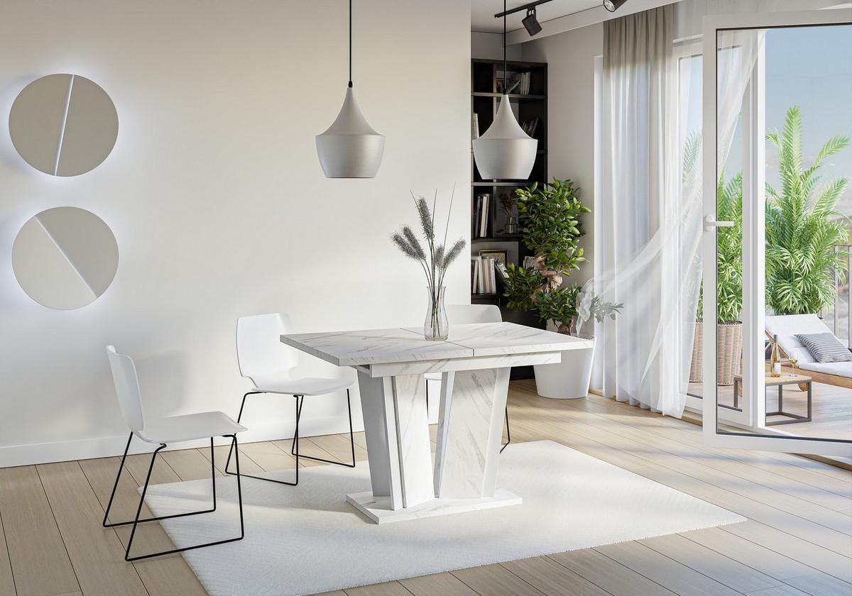 ESSTISCH SAMAR Ausziehbar 120 - 160 / 80 x 76 cm - Hellgrau/Weiß, Holz (120/80/76cm) - MASSENO