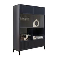 GLASVITRINE groß mit 2 Türen, Blau - Blau, Holzwerkstoff (105/150/41cm) - Idohome