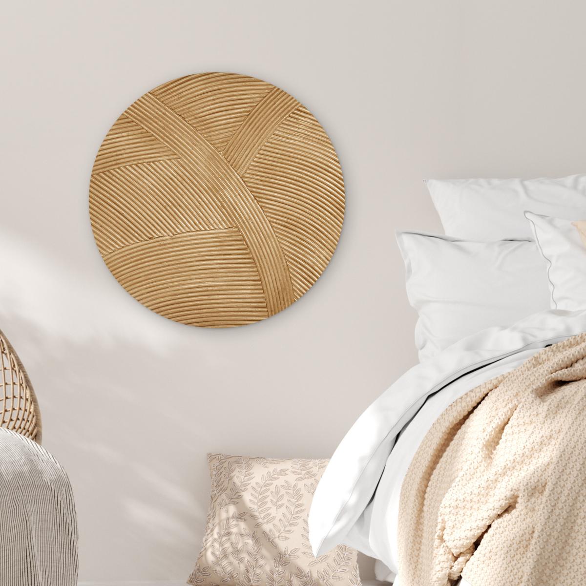 WANDBILD Struktur - Natur - Kunst - Rattan Wanddeko Schlafzimmer 60x60 cm - Naturfarben, Kunststoff (60/60cm) - MuchoWow